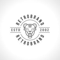 vintage tiger face line art logotype emblem vector image