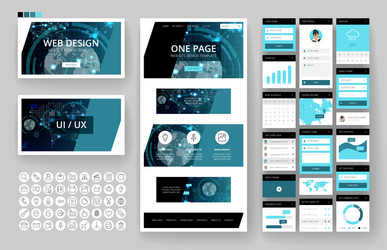 website design template and interface elements vector image