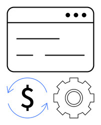 website interface with money cycle and gear vector image