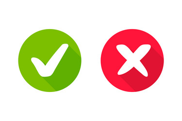 Wrong check mark icon long shadow for validation vector