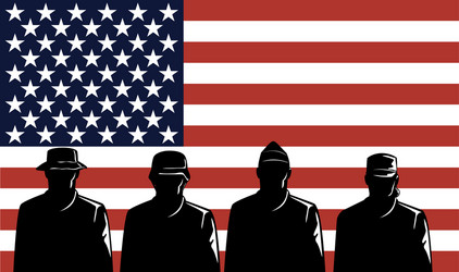 American Soldier with Stars and Stripes Flag Vector Image