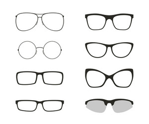Glasses black silhouette set Royalty Free Vector Image
