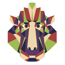 monkey head triangular icon - low poly vector image