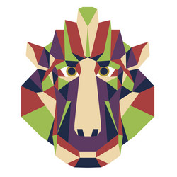 monkey head triangular icon - low poly vector