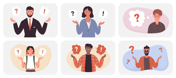 People with question and exclamation mark set vector