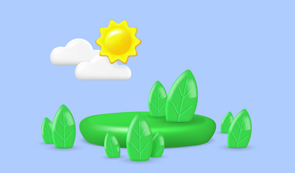 springtime decoration with 3d objects vector