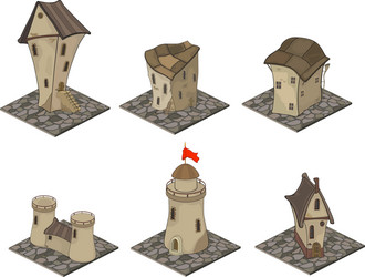 A video game objects medieval building set vector