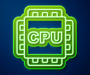 glowing neon line computer processor vector image