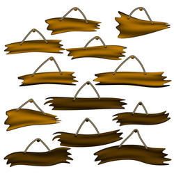 set of brown wooden planks hanging on rope vector