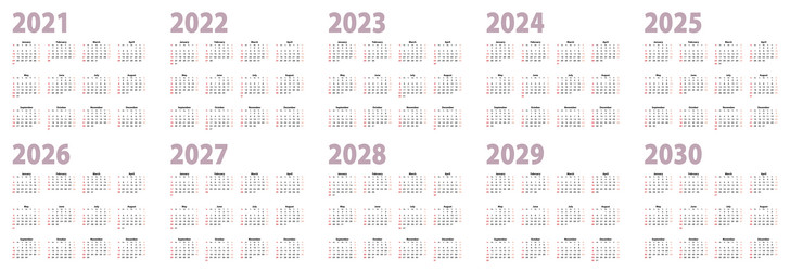 calendar set in basic design for 2021 2022 2023 vector