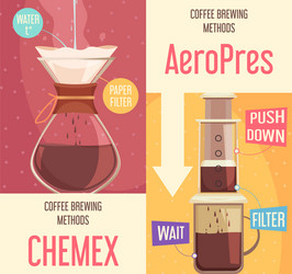 coffee brewing methods vertical banners vector