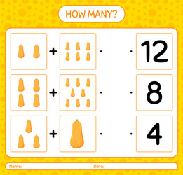 how many counting game with squash worksheet vector image