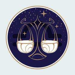 Witchcraft Tarot Card - Libra Zodiac Vector Image