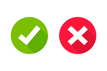 wrong check mark icon long shadow for validation vector image