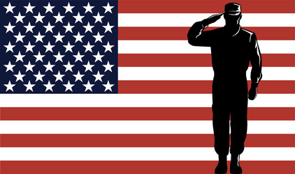 American Soldier Saluting with Flag Vector Image