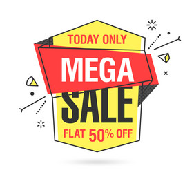 Mega sale banner template in flat trendy memphis vector