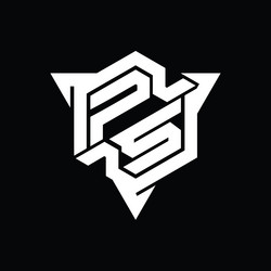 Ps logo monogram hexagon shape with triangle Vector Image