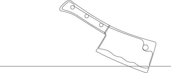 Butcher knife cleaver one line continuous drawing Vector Image