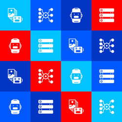 set artificial intelligence robot neural network vector image