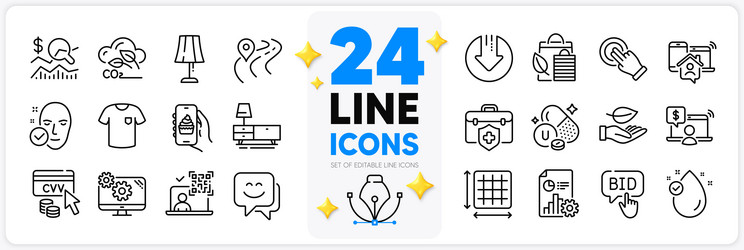 Icons set of dresser online shopping and road vector