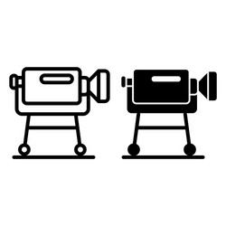 Interview camera on a tripod line and glyph icon vector