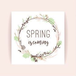 spring frame of branches and leaves vector image