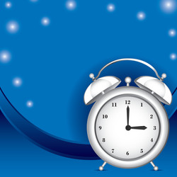 white clck alarm over blue background vector