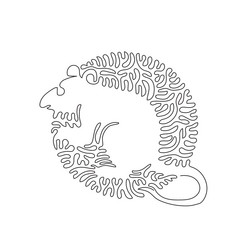 continuous one curve line drawing of funny mouse vector image