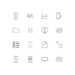 Network and database linear thin icons set vector