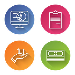 set line computer monitor with graph chart vector image