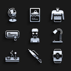 set nerd geek fountain pen nib energy drink vector image