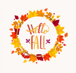 Autumn Leaves Lettering in Frame Vector Image