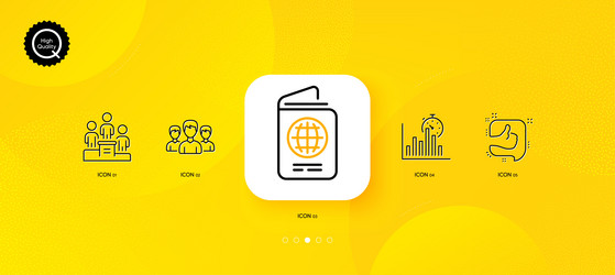 group report timer and passport minimal line vector image