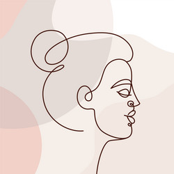 in continuous line style - minimalistic female vector