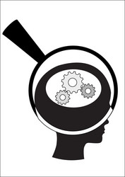 Man and thinking robot mechanisms gears vector