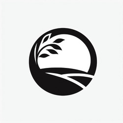 Organic Landscape Circular Emblem Vector Image