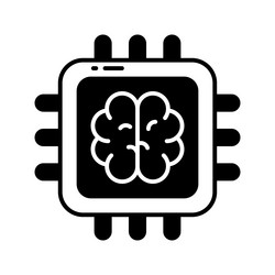 Brain with microchip ai processor concept vector
