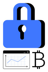 data security for cryptocurrency with growth chart vector image
