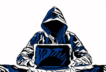 Hacker with Notebook - Cybersecurity vector image
