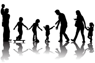 Parents and Children Silhouettes vector