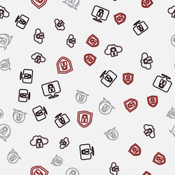 set line lock cloud computing and shield vector image