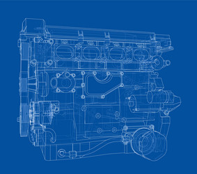 engine sketch rendering of 3d vector image