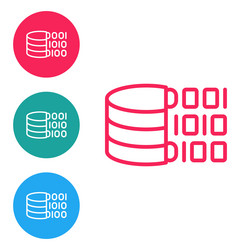 red line binary code icon isolated on white vector image