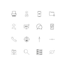 Network and database linear thin icons set vector