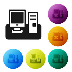black computer monitor with keyboard and mouse vector image