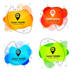 black map pointer with 18 plus icon on white vector image