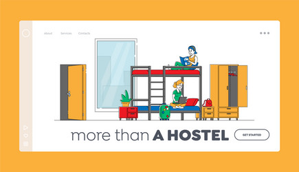 Cheap hostel for tourist accommodation landing vector