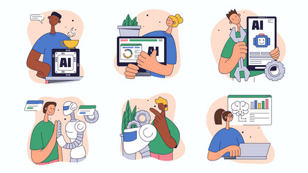 digital engineering concept set for web design vector image