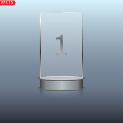 Glass trophy award first place prize plaque vector