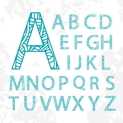 Set of doodle letters with abstract pattern vector